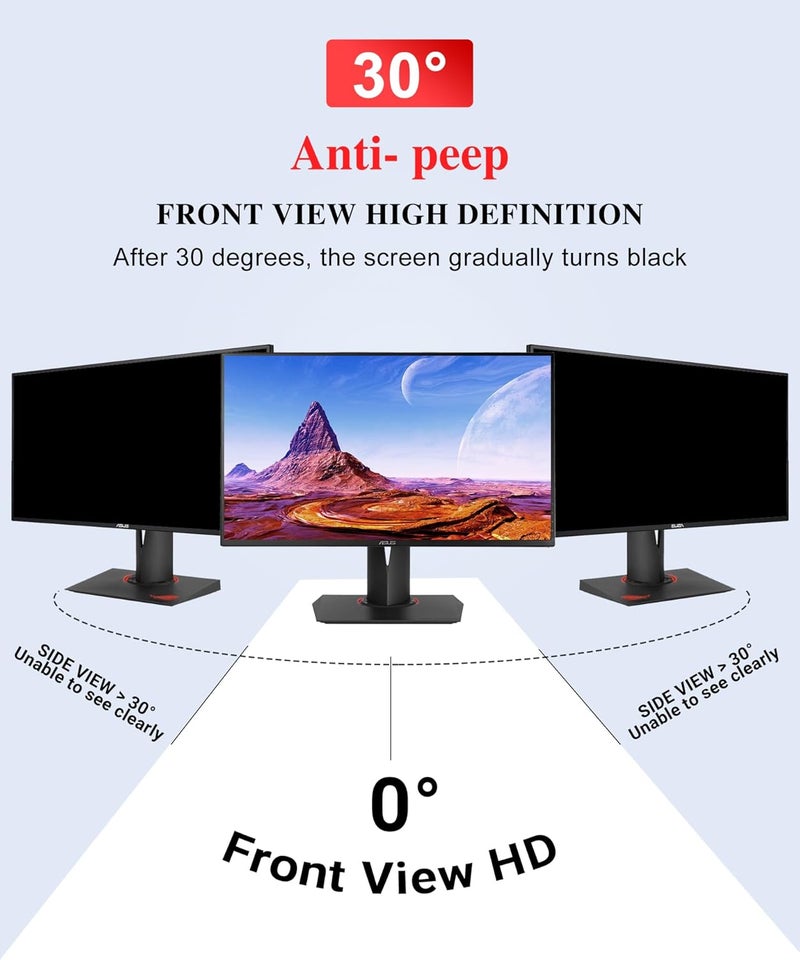 pys 24 Inch Monitor Privacy Screen for 16:9 Computer Monitors – Anti-Glare Removable Filter Shields Sensitive Data, Reduces Blue Light & Protects Eyes for Home/Office Use - Image 4
